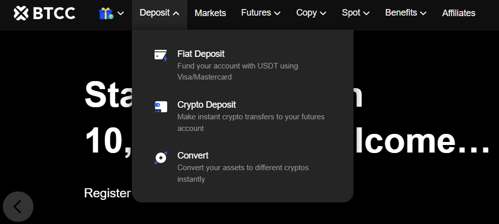 BTCC Deposit Funds