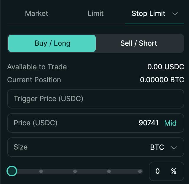 Stop Limit Order HyperLiquid