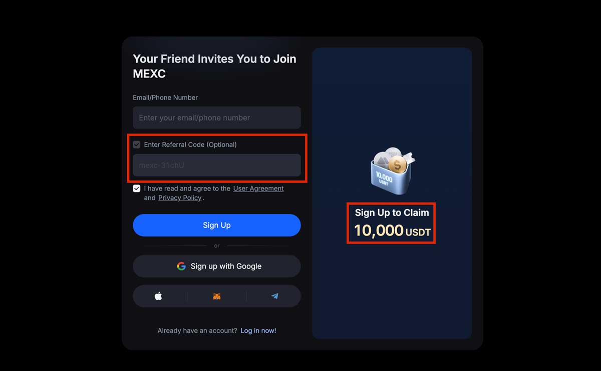 MEXC Sign Up Page